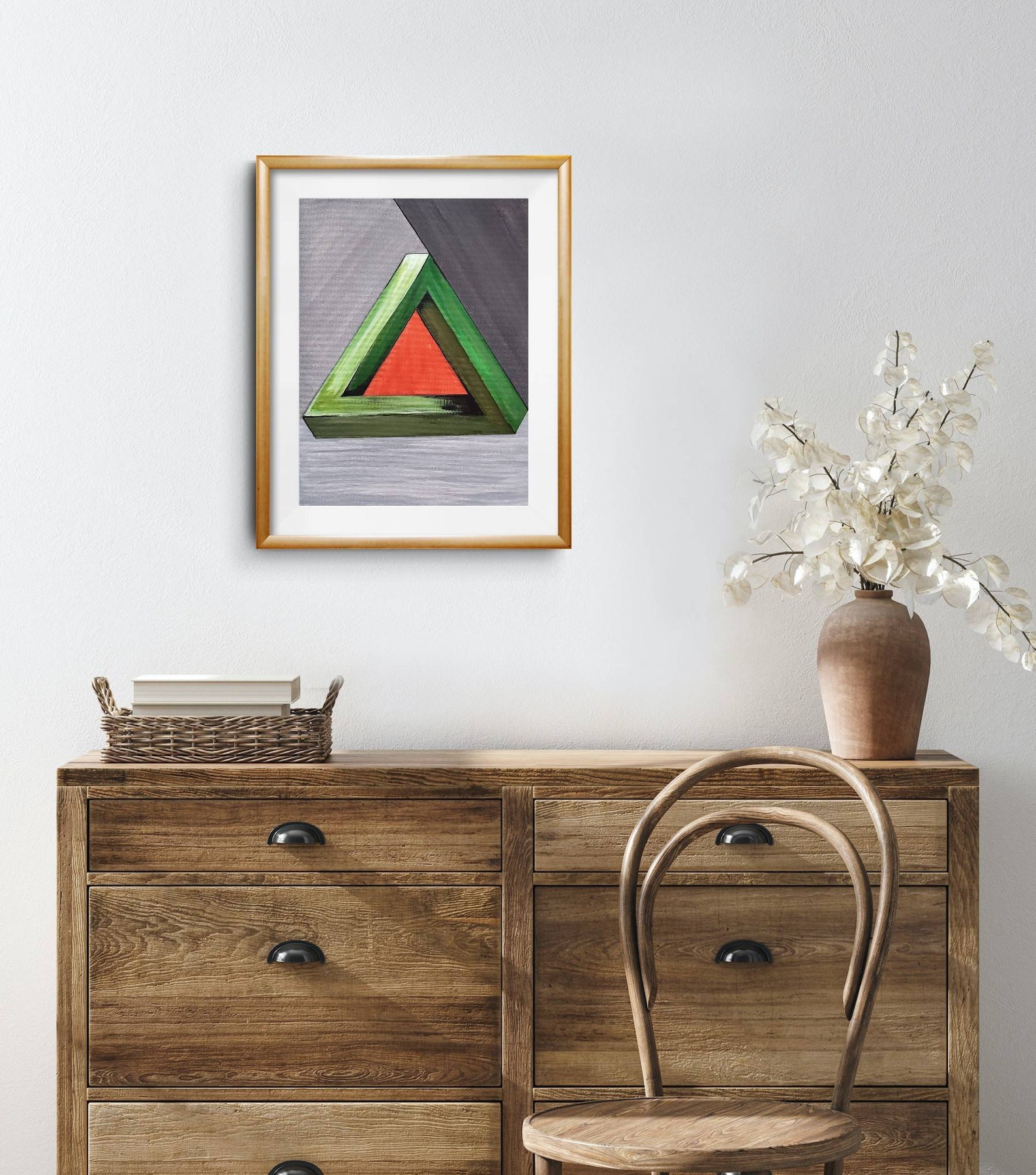 Original Triangle Painting,geometrical Art, Optical Illusion Art ...