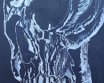 Original Skull Painting on Canvas, Gothic Art, Dark Art