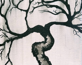 Original Tree Painting, Black And White Painting, Abstract Wall Art, Nature Art, Original Wall Art,Tree Of Life Art,