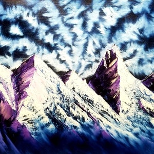 Original Oil Painting, Abstract Painting, Wall Art, Mountain Painting, Canvas Painting, Snow Mountains Painting