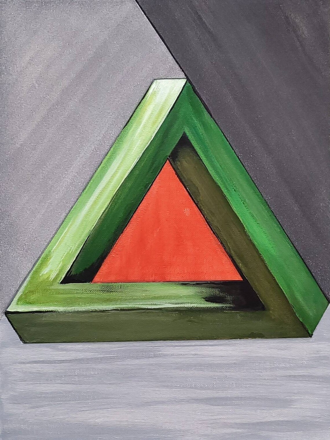 Original Triangle Painting,geometrical Art, Optical Illusion Art ...