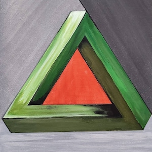 Original Triangle Painting,Geometrical Art, Optical Illusion Art,Triangle Art, Original Abstract Art, Canvas Art