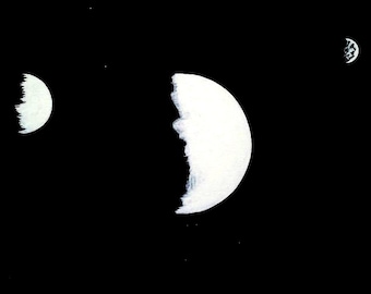 Crescent Moon Acrylic Painting, Night Sky Celestial Art (24x18)