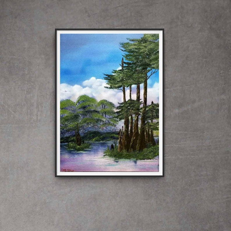 Original Landscape Painting,Oil Painting On Stretched Canvas Water Scene Painting,Forest Painting Ready To Hang Original Oil Painting
