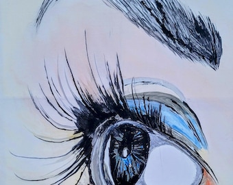 Dipinto originale dell'occhio su tela, 24x30, arte dell'occhio umano