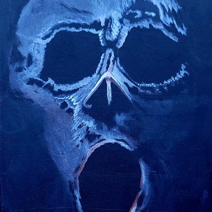 Original Skull Painting on Canvas Dark Art Horror Painting Halloween Painting Gothic Art