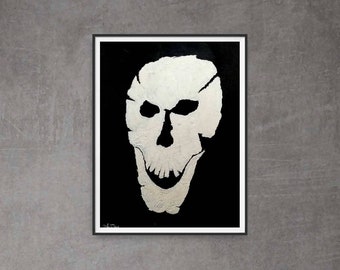 Original Skull Painting on Canvas, Halloween Decor (18x24)