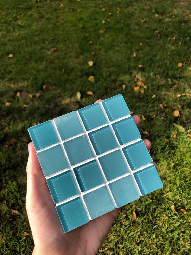 Checkered Tile Coaster Etsy