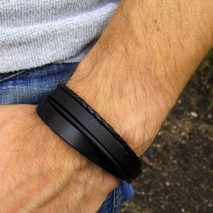 Lederarmband OHNE GRAVUR in Brauntönen oder schwarz geeignet als Partnerarmband Bild 4