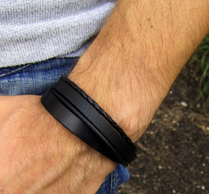 Lederarmband OHNE GRAVUR in Brauntönen oder schwarz geeignet als Partnerarmband Bild 4