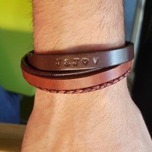 Lederarmband OHNE GRAVUR in Brauntönen oder schwarz geeignet als Partnerarmband Bild 9