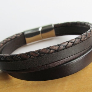 Leather bracelet WITHOUT ENGRAVING in shades of brown or black suitable as a partner bracelet alle dunkelbraun