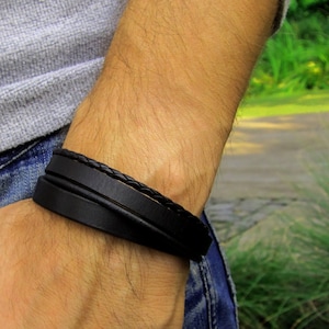 Lederarmband OHNE GRAVUR in Brauntönen oder schwarz geeignet als Partnerarmband Bild 6