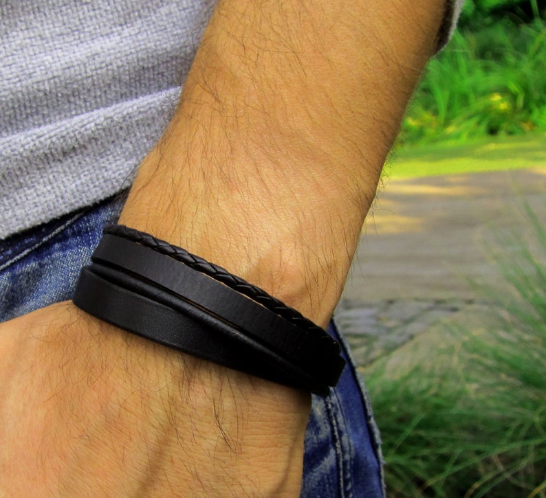 Lederarmband OHNE GRAVUR in Brauntönen oder schwarz geeignet als Partnerarmband Bild 6