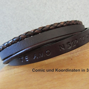 Leather bracelet WITHOUT ENGRAVING in shades of brown or black suitable as a partner bracelet image 5