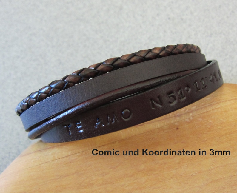 Leather bracelet WITHOUT ENGRAVING in shades of brown or black suitable as a partner bracelet image 5