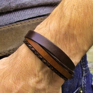 Leather bracelet WITHOUT ENGRAVING in shades of brown or black suitable as a partner bracelet wie Hauptfoto