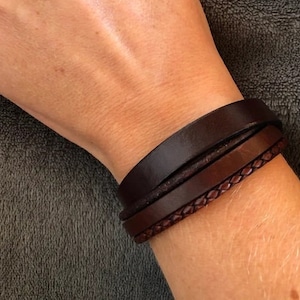 Leather bracelet WITHOUT ENGRAVING in shades of brown or black suitable as a partner bracelet image 10