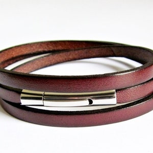 Lederarmband, Wickelarmband, personalisierbar mit Gravur, Partnerarmband in braun und vielen anderen Farben Bild 2