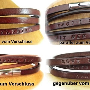 Lederarmband, Wickelarmband, personalisierbar mit Gravur, Partnerarmband in braun und vielen anderen Farben Bild 5