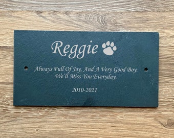 Slate Machined Edge pet memorial plaque sign 25cmx13cm, Pet Memorial grave marker sign, Wall-mounted slate pet loss sign