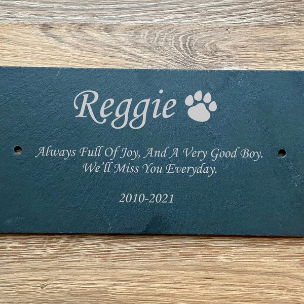 Slate Machined Edge pet memorial plaque sign 25cmx13cm, Pet Memorial grave marker sign, Wall-mounted slate pet loss sign