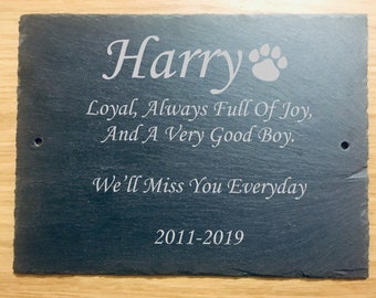 Large Slate pet memorial plaque sign 30cmx20cm, Pet Memorial grave marker sign