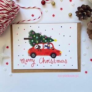bella cartolina di Natale cartolina di Natale cane mas auto