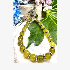 Green 8mm Crackle Quarts Gemstone Phone Charm.
