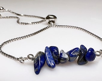Handgefertigtes Lapis Lazuli Armband: Verstellbares Edelstein-Design