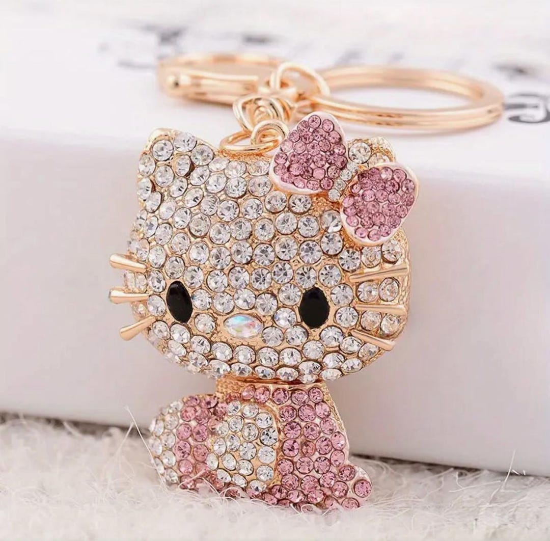 Hello Kitty Sparkling Rhinestone Keychain Purse | Purse Charm ...