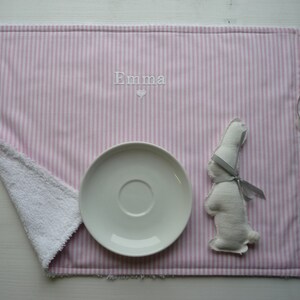 Placemat...placemat...birthday set made of fabric/stripes/terry cloth in different colors with name......heart/star embroidery