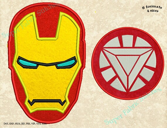 set ironman logo ironman face applique embroidery designs