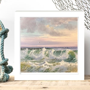 All By Myself, Ocean Sunset Coastal Wall Decor, Original Oil Seascape Painting image 2