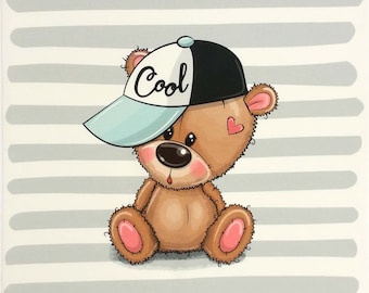 Panel cool teddy bear, jersey approx. 40 x 50 cm, Sweat French Terry summer sweat