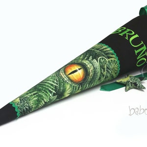 School cone with name, Dino eye, matching the school bag DER DIE DAS Basilisk, for boys image 3