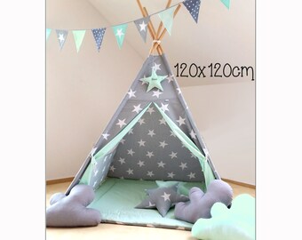 Tipi mit Fenster + Decke 120x120cm