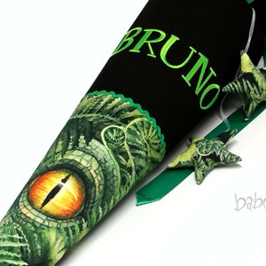 School cone with name, Dino eye, matching the school bag DER DIE DAS Basilisk, for boys image 2