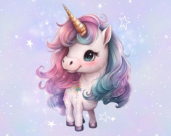 Panneau en tissu licorne 40 x 50 cm, Magic Unicorn, French Terry