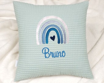 Pillow with name - Rainbow blue - Name pillow - Pillow personalized - Pillow boys