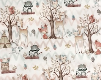 14.90 EUR/meter Cotton fabric Waldfreunde, from 0.5 m, Premium fabric