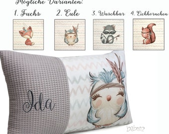 Pillow forest animals -owl, by name, waffle fish
