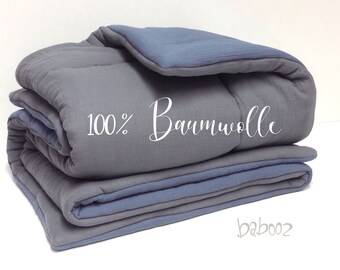 Crab blanket baby blanket muslin grey - blue, 100 x 130 cm,