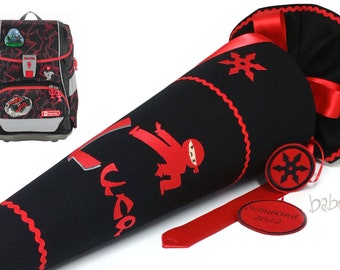 Cartable Ninja, avec nom, noir - rouge, assorti Step by Step Ninja Yuma