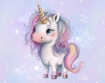 Panneau en tissu licorne 40 x 50 cm, Magic Unicorn, French Terry