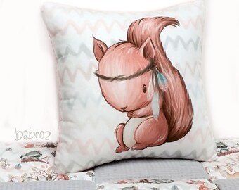 Cushion squirrel - waffle pique soft pink
