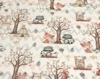 19.00 EUR/meter fabric jersey, forest friends, fox, owl, squirrel, deer, from 0,5 m