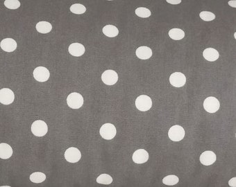 9,00 EUR/m  Stoff Baumwollstoff Polka Dots grau-weiß