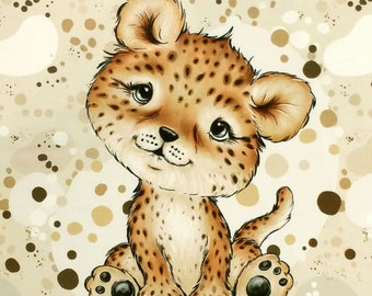 Panel cheetah from the Africa Baby Animals series, fabric French Terry