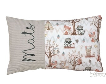 Cushion forest animals - waffle pique personalized with name, 30 x 50 cm
